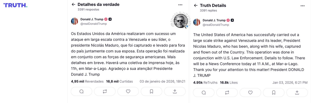 IceXTruths's tweet photo. Os Estados Unidos da América realizaram com sucesso um ataque em larga escala contra a Venezuela e seu lider, o presidente Nicolás Maduro, que foi capturado e levado para fora do país juntamente com sua esposa. https://t.co/Ggfq42RM94