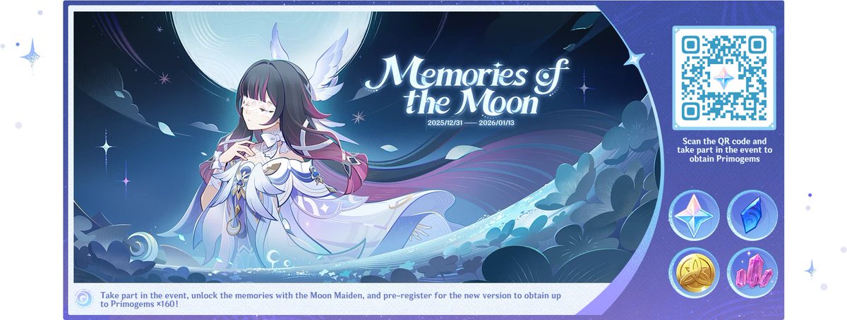 Emma_R_Doy's tweet photo. Take part in the "Memories of the Moon" web event, unlock the memories with the Moon Maiden, and pre-register for the new version to obtain up to Primogems ×160 and beautiful wallpapers! https://t.co/ltIY5MM4Tu https://t.co/4uDyh6htsv