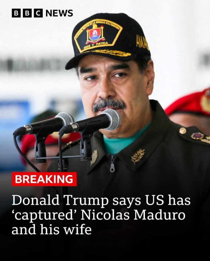 MediaComMexico's tweet photo. #ULTIMAHORA Capturan a #NicolasMaduro #venezuelalibre  #Trump  #bbcnews https://t.co/iGl6uXmaoT