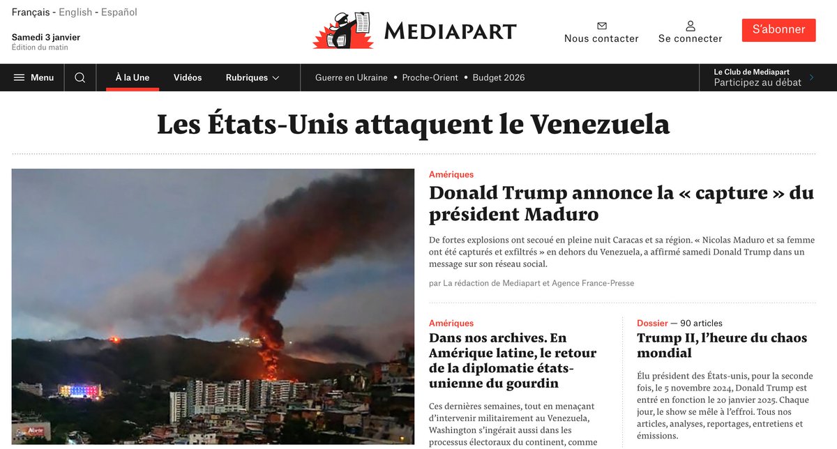 Mediapart, 3 janvier 2026 #Venezuela