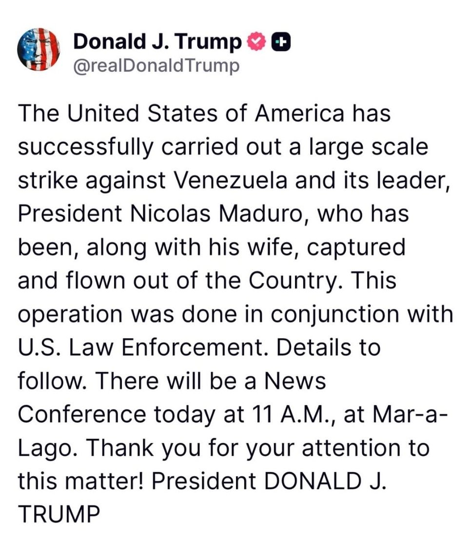 claudio_dantas_'s tweet photo. Os Estados Unidos atacaram Caracas, capital da Venezuela, nesta madrugada. A ofensiva militar do governo de Donald Trump também atingiu instalações os estados de Miranda, Aragua e La Guaíra. Nas redes sociais, o presidente americano anunciou a captura de Nicolás Maduro e sua esposa. Ambos já teriam sido retirados de território venezuelano.

“Os Estados Unidos da América realizaram com sucesso um ataque de grande escala contra a Venezuela e seu líder, o presidente Nicolás Maduro, que foi capturado, juntamente com sua esposa, e retirado do país por via aérea.”

Imagens que circulam nas redes sociais mostram fortes explosões, incêndios e colunas de fumaça no sul e no leste de Caracas, além de intenso sobrevoo de aeronaves nas primeiras horas do dia. O barulho de caças e helicópteros foi ouvido em diferentes regiões da capital. Antes de ser preso, Maduro decretou estado de emergência nacional e convocou as Forças Armadas... leia tudo em https://t.co/m9s7JMRB5U 👈🏽