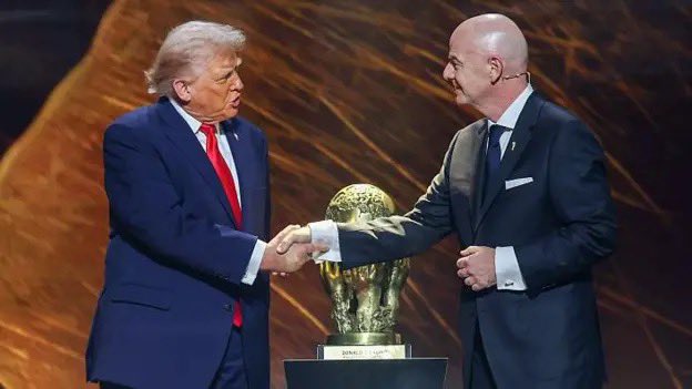 leylahamed's tweet image. FIFA, under Gianni Infantino, gave Trump its first-ever “Peace Award.”

Since then, Trump has bombed Nigeria, Somalia and Venezuela, and rolled out the red carpet for Netanyahu, the man responsible for the genocide in Palestine.
