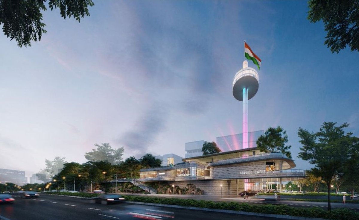 HyderabadMojo's tweet photo. Updated designs of the Sattva - TGIIC Park project at Hyderabad Knowledge City, Raidurg! 🏞️ 

Alongside the green spaces, the project will also feature a 100-metre tall Observation Tower, a zipline, high-end retail, and F&amp;B facilities.

Architect : Andy Fisher Workshop (AFW) https://t.co/C8k3rRz51q
