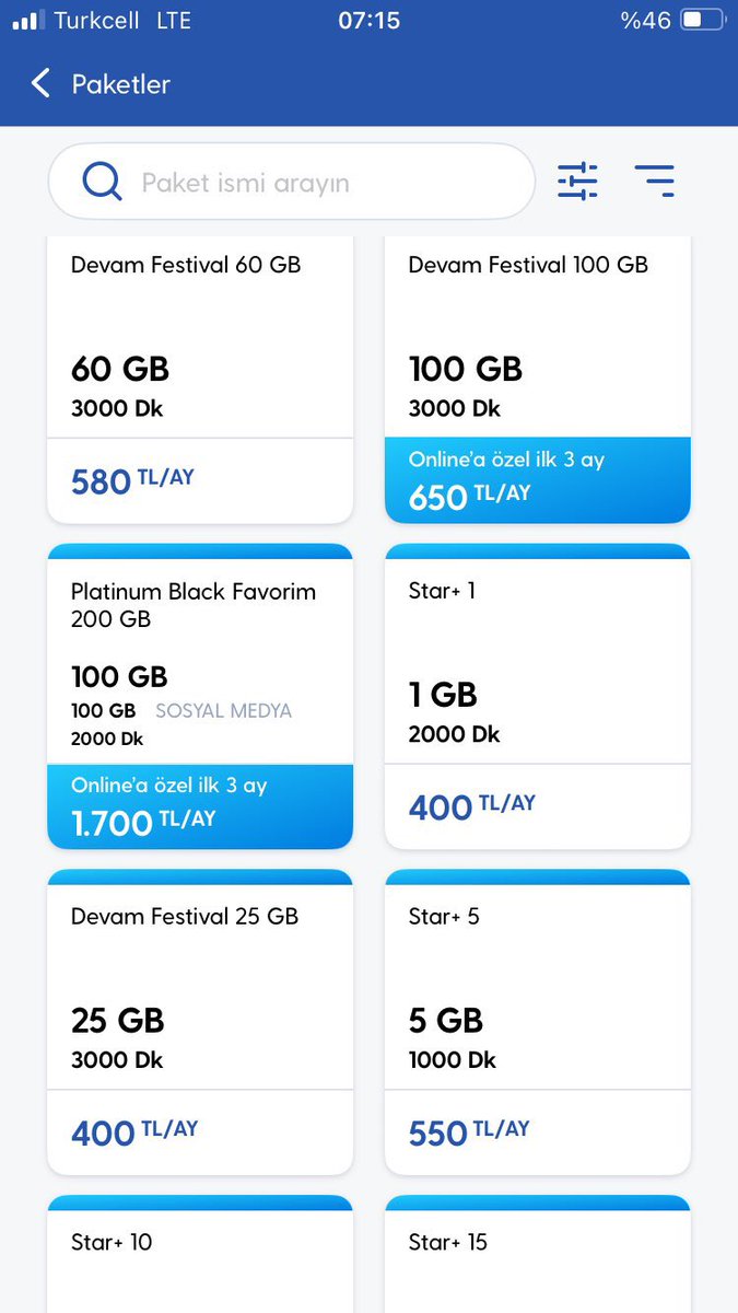 Takipçi şikayeti:

“Allah aşkına şu fiyat tarifelerine kim “dur” diyecek? 60 GB paket 580 TL, diğer tarafta 5 GB paket 550 TL. Meydanı boş buldular, at koşturuyorlar.”