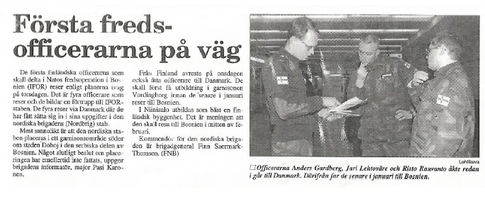 AGardberg's tweet image. Today is 30 years since we took off for Finland´s first #Nato #peacekeeping operation #IFOR in #BosniaHerzegovina