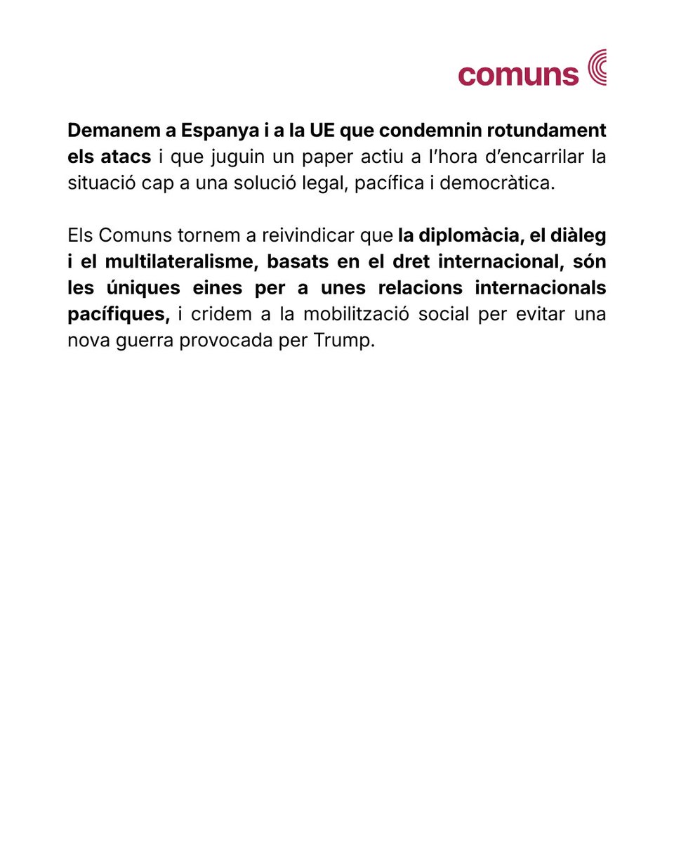🚨 URGENT 🚨

Tota la nostra solidaritat amb el poble veneçolà davant dels greus atacs de Trump a Veneçuela.