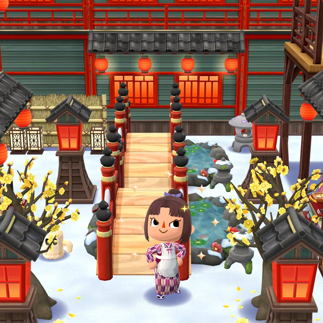 spring_bluerain's tweet photo. 今年もよろしくお願いいたします！

千と千尋の神隠しのリンをイメージしてみました
左側にチラッと見えるハニワはカオナシのつもり

#ポケ森コンプリート #ポケ森 https://t.co/WWfOLI4qHr