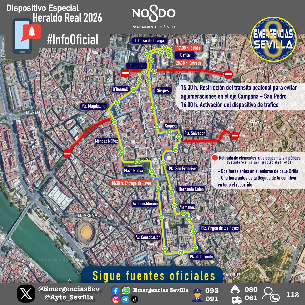 🗝️#HeraldoReal #Sevilla #4Enero
El Heraldo Real de Sevilla anuncia la llegada inminente de los Reyes Magos a Sevilla y recibirá mañana las llaves de la Ciudad en el <a href="/Ayto_Sevilla/">Ayuntamiento de Sevilla</a> 
Desde el <a href="/ateneodesevilla/">Ateneo de Sevilla</a> saldrá a las 17:00 h. volviendo sobre las 20:30 h. 

Un dispositivo de