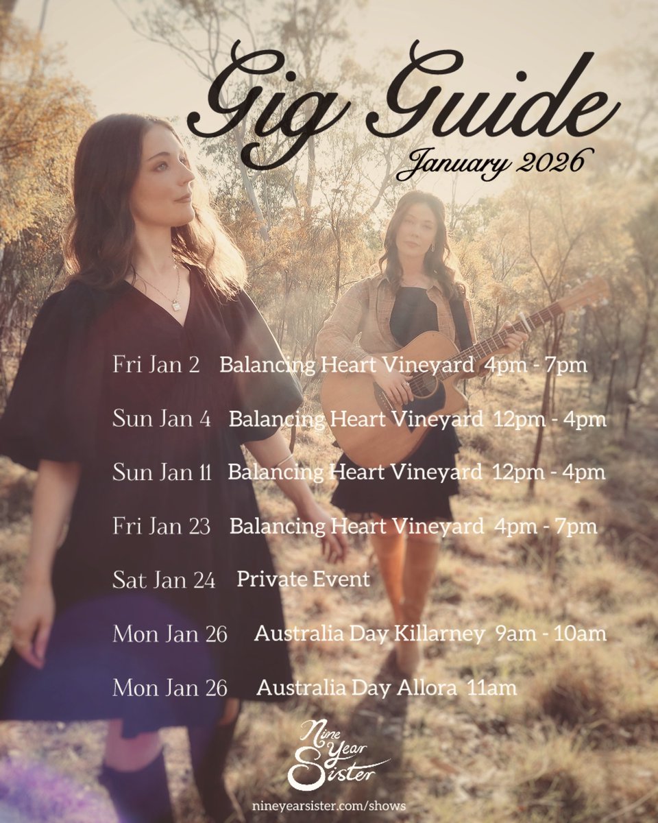 NineYearSister's tweet photo. January Gig Guide 💫🤍🎤🎶💗 https://t.co/IkiKCxwjFy