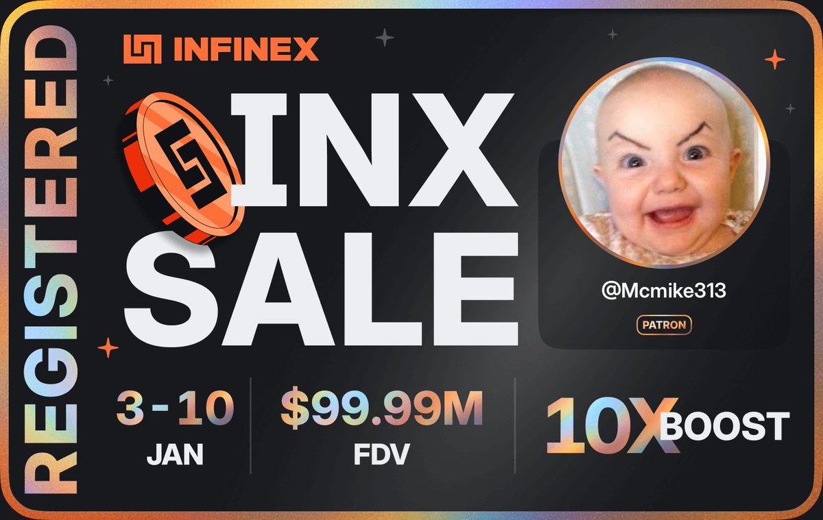 I'm registered for the <a href="/infinex/">Infinex</a> sale - $99.99M FDV, 3-10 Jan, 2026