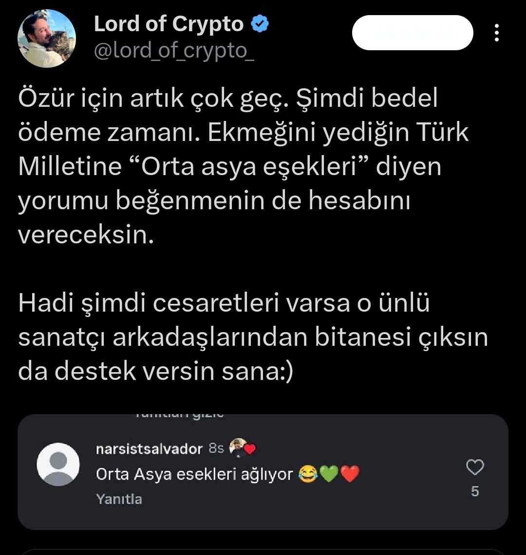 #bedriustaboykot

Orta asya eşekleri mi? Müşterilerinin neredeyse yüzde 99'udur. Bu adamın yerine bundan sonra giden orta asya eşeği olmayı kabul ediyordur.