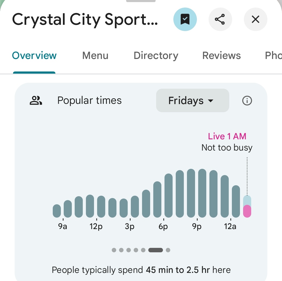 PenPizzaReport's tweet image. Freddies Beach Bar, the closest gay bar to the Pentagon is reporting below average traffic. 

The nearby sports bar, Crystal City Sports Pub is reporting below average traffic. 

The closest open Papa Johns is reporting slightly above average traffic. 

As of 1:43am ET