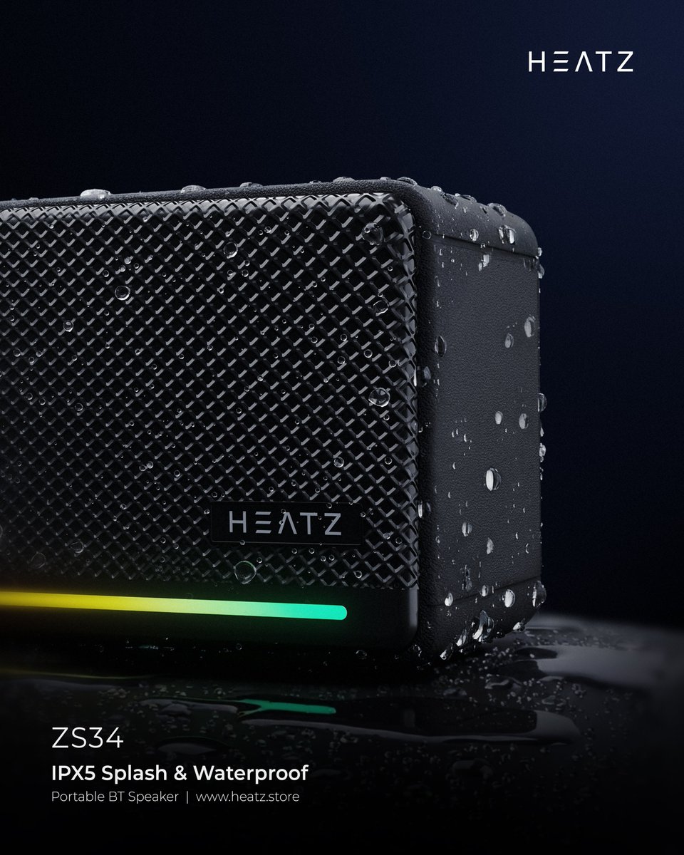 heatzindia's tweet image. Rain outside? No worries inside. With an IPX5 splash &amp;amp; waterproof design, the Heatz ZS34 is made for poolside jams, road trips, and everyday hustle. Just press play and let the music flow!
.
.
#Heatz #Speaker #SplashProof #PartySpeaker #Gadgets