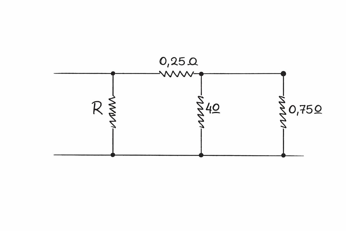Αν η αντίσταση του παρακάτω κυκλώματος είναι 1Ω, 
η αντίσταση R είναι:
▶️