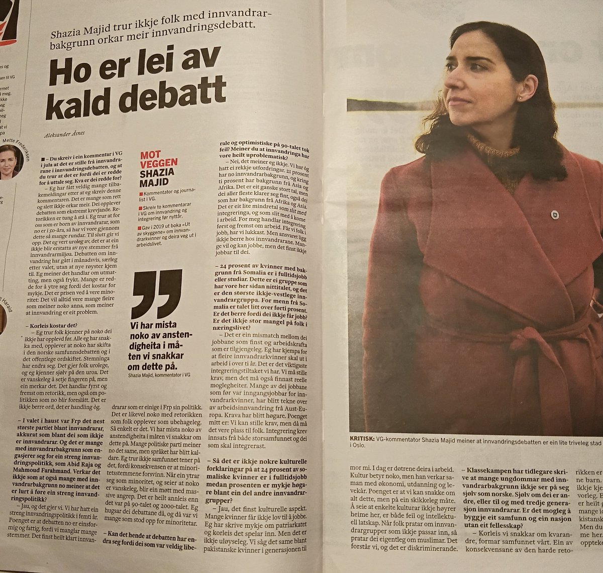 Og jeg er lei av innkvoterte, pakistanske, kvinnelige <a href="/vgnett/">VG</a> kommentatorer med manglende  intellektuelle evner som kun prater for sin syke mor.