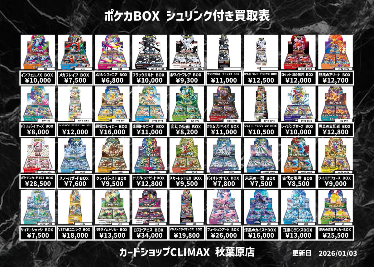 未開封BOX シュリンク付き シュリンク無し（ペリペリあり）の買取金額