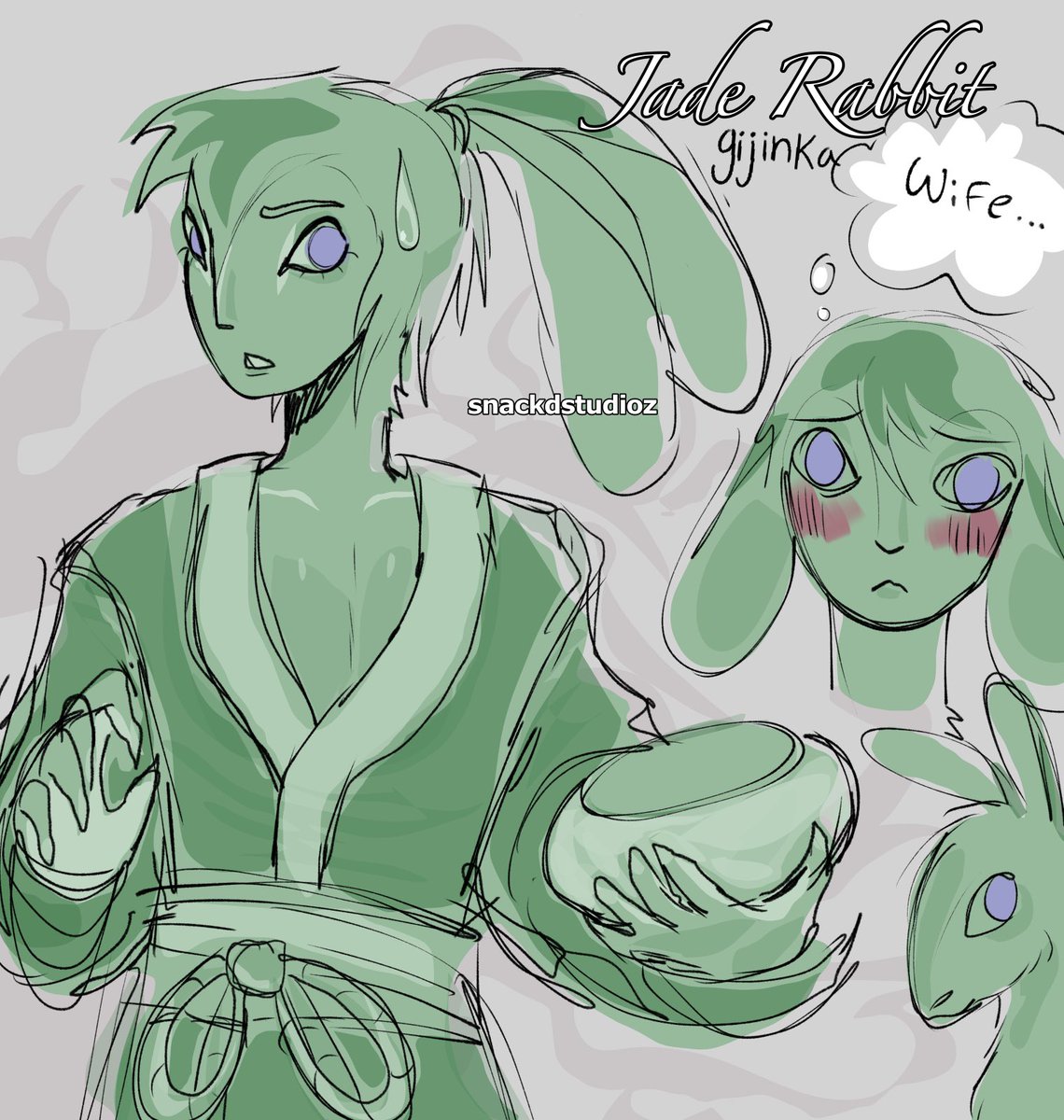 snackdstudioz's tweet image. I drew Jade Rabbit gijinka because he’s me #overthemoonnetflix #jaderabbit