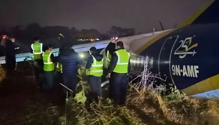 aviationbrk's tweet photo. Buddha Air ATR-72 substantially damaged after overshooting the runway during landing in the city of Bhadrapur, Nepal.

According to the airline, there were 51 passengers and four crew members on board the plane and all were safe. The flight had arrived in Bhadrapur from the capital Kathmandu.

According to a statement issued by the airline, aircraft 9N-AMF, an ATR 72-500, came to a stop near a drain about 200 meters from the runway during landing. During this, the plane was damaged, however, the passengers were immediately evacuated safely and no one required medical assistance.

Buddha Air said that technical experts and rescue teams were immediately dispatched from Kathmandu to Bhadrapur to inspect the plane and determine the causes of the incident.