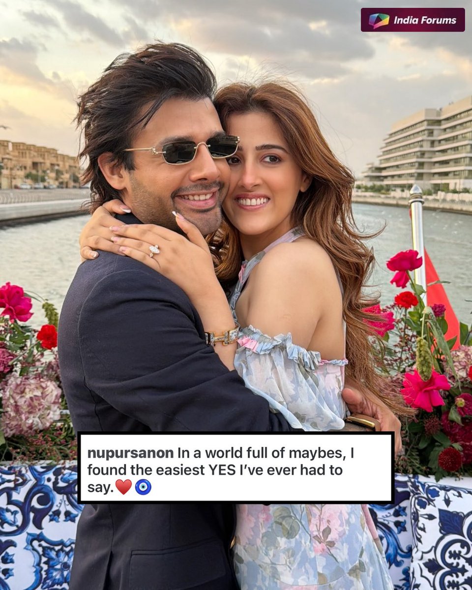 indiaforums's tweet image. In a world full of maybes, Nupur Sanon found her easiest yes. The actor said yes to boyfriend Steben’s heartfelt proposal and shared the special moment with fans.
.
.
.
[ Nupur Sanon Engagement, Steben Proposal, Celebrity Engagement ] #Engaged #Proposal #indiaforums