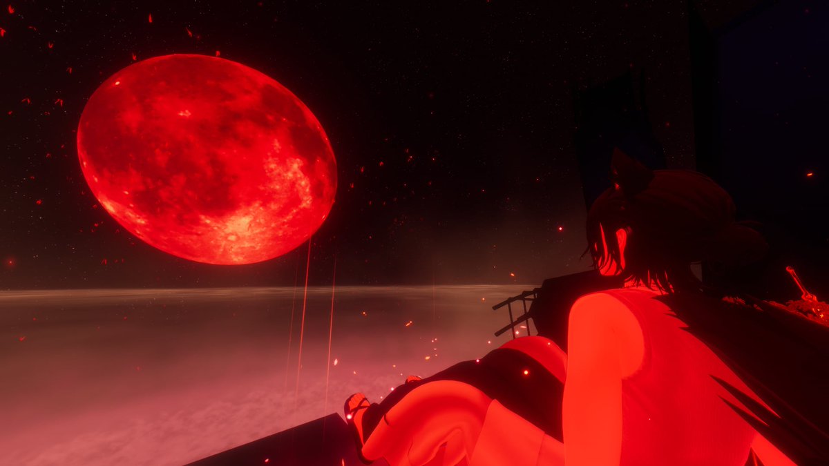 modGU's tweet image. There is just something about a red moon you know?  😈 

#彼方3D #VRChatPhotos #VRchat