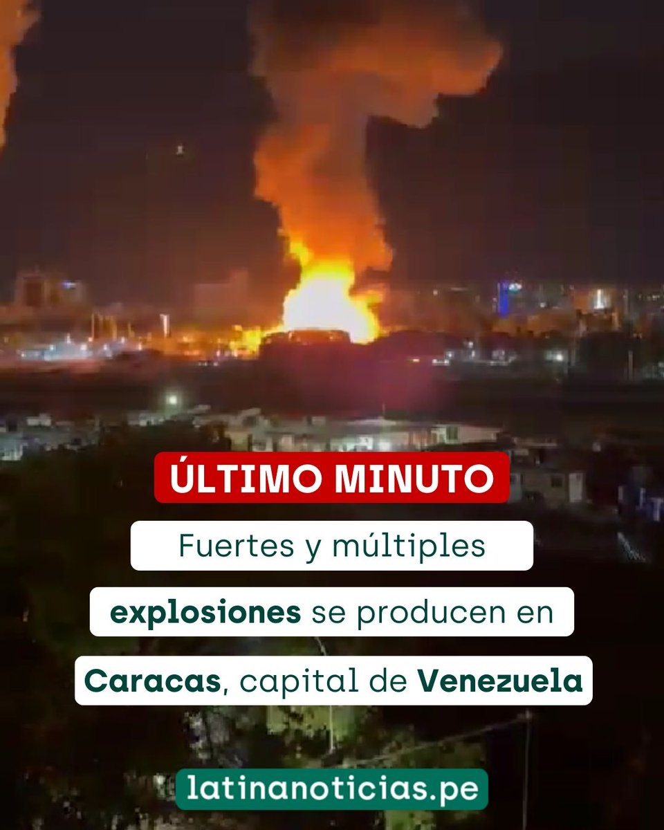 🔴 #LOÚLTIMO Varias explosiones se producen la madrugada de este sábado 3 de enero en Caracas, Venezuela. Algunas zonas de la ciudad se han quedado sin electricidad.

Más en latinanoticias.pe
