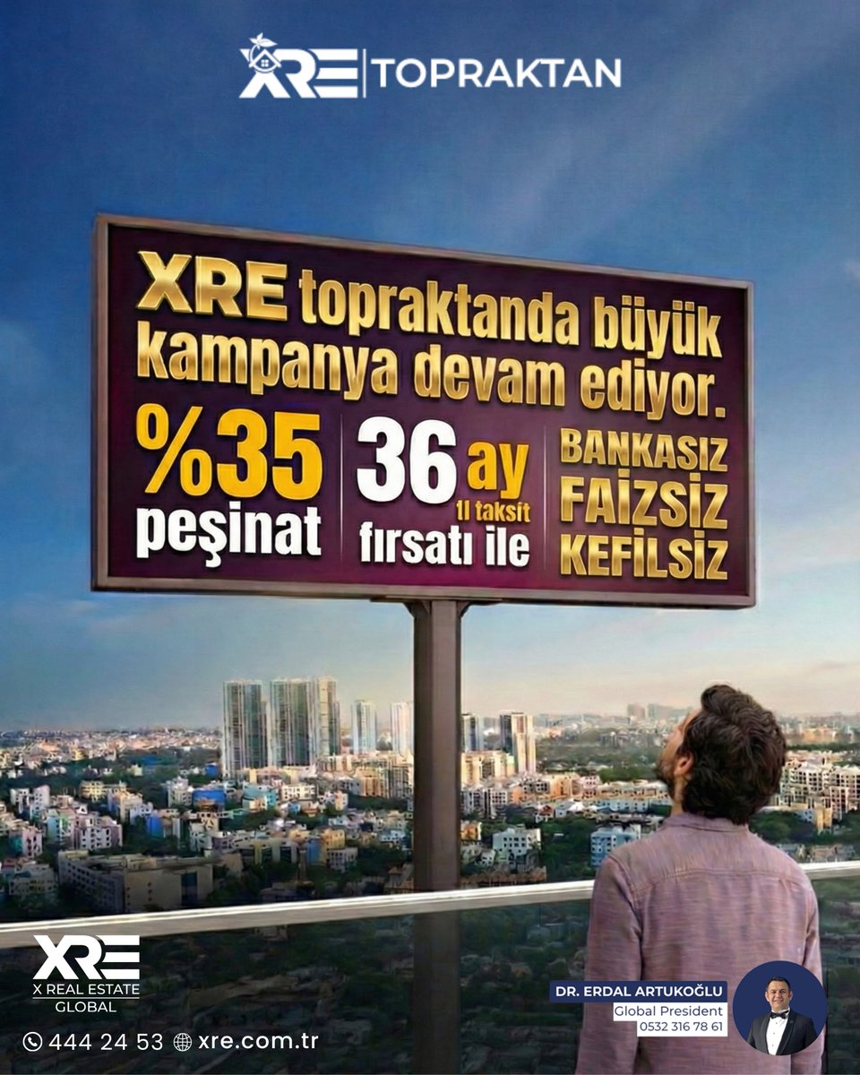 Topraktan yatırımda büyük fırsat devam ediyor!
XRE Topraktan projelerinde avantajlı kampanya sizi bekliyor.

🔸 %35 peşinat
🔸 36 ay taksit imkânı
🔸 Bankasız • Faizsiz • Kefilsiz ödeme modeli

Bugünün şartlarında, geleceğe güvenle yatırım yapmak isteyenler için kaçırılmayacak