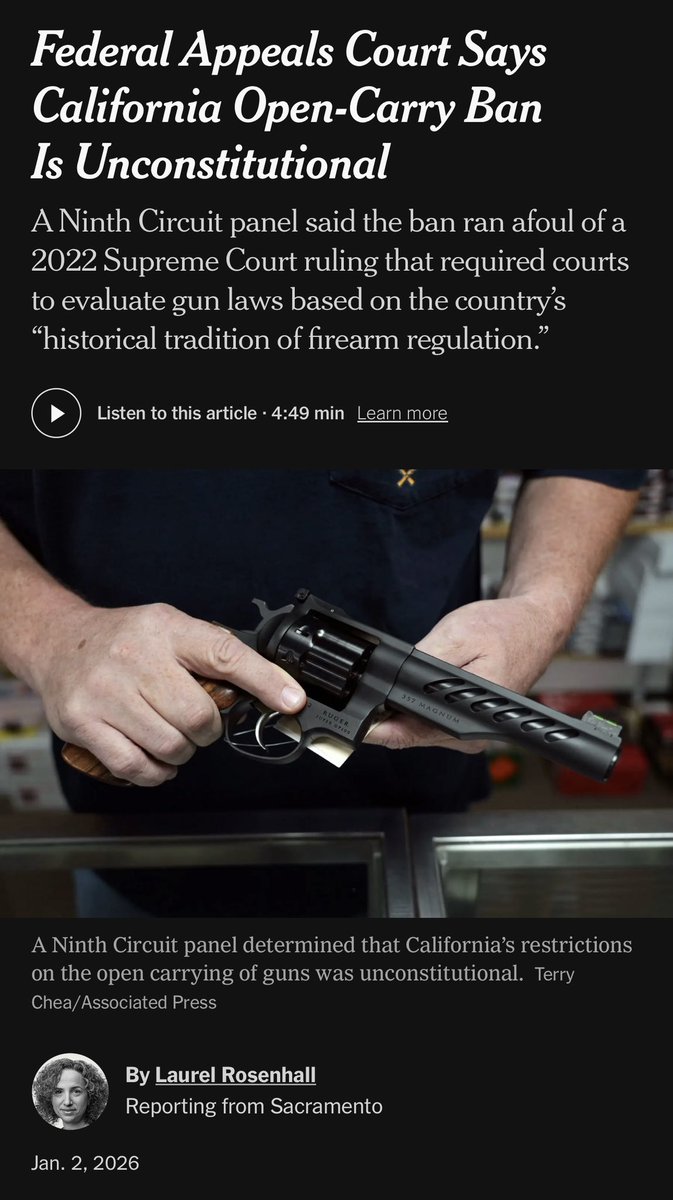 houmanhemmati's tweet image. 🚨🚨🚨BREAKING: The Ninth Circuit Court of Appeals has ruled that California’s law banning open carry of firearms is unconstitutional! 

Wow. 

So this means we can now walk around openly carrying firearms? This is gonna get interesting. Probably a good thing long term.