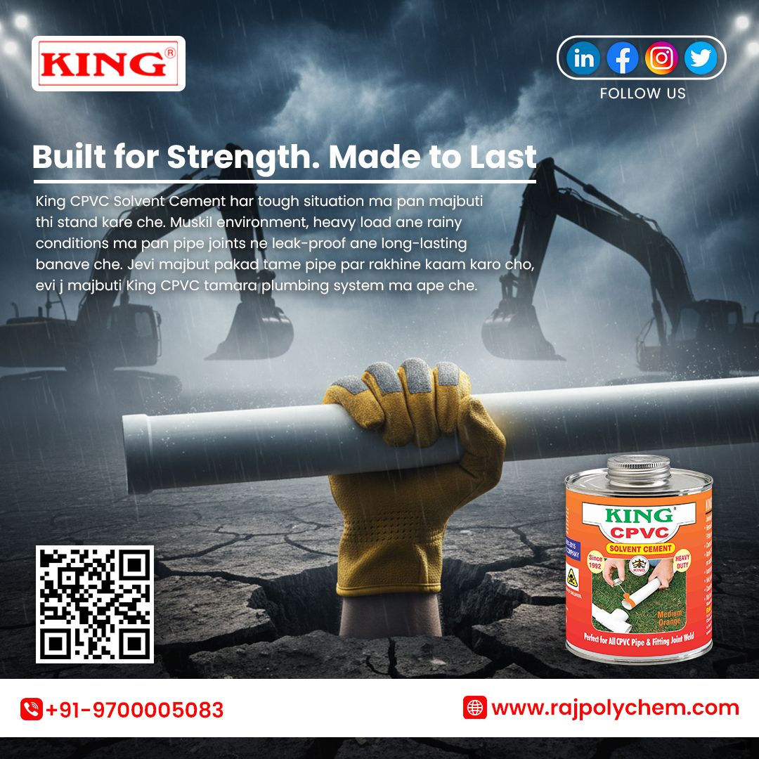 rajpolychem's tweet image. Built for strength. Made to last.
KING CPVC delivers durable, leak-proof joints even in tough conditions—trusted by professionals since 1992.
📞 +91-9700005083
🌐 rajpolychem.com
#KINGCPVC #BuiltForStrength #Construction #Plumbing #RajPolychem