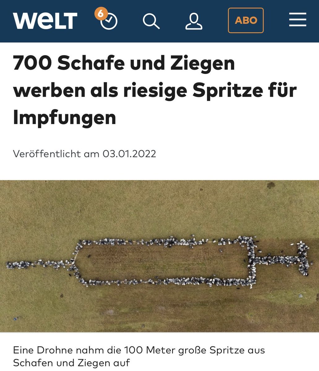 "700 Schafe und Ziegen werben als riesige Spritze für Impfungen"

03.01.2022 #RichtigErinnern