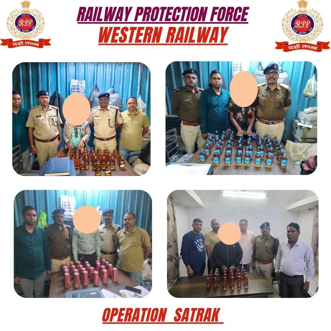 #Operation Satark On 02.01.2026, vigilant RPF staff nabbed 04 bootlegger with 132 Nos.illicit liquor worth Rs 8,160/- at Vapi &amp; Valsad. Liquor seized and handed over to GRP for further legal action.  
<a href="/RPF_INDIA/">RPF INDIA</a>