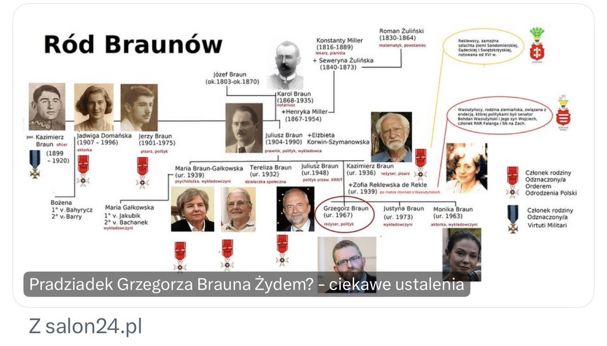 Braunie, „żydostwo” masz w genach: z babki - prababki - dziada - pradziada zapisane, mocne i udokumentowane; czy te oszołomy zachwycone twoim antysemityzmem ( nienawiść do Żydów) wiedza, że to jedynie populistyczna ustawka, że wykorzystujesz nienawiść i ograniczenia pospólstwa do
