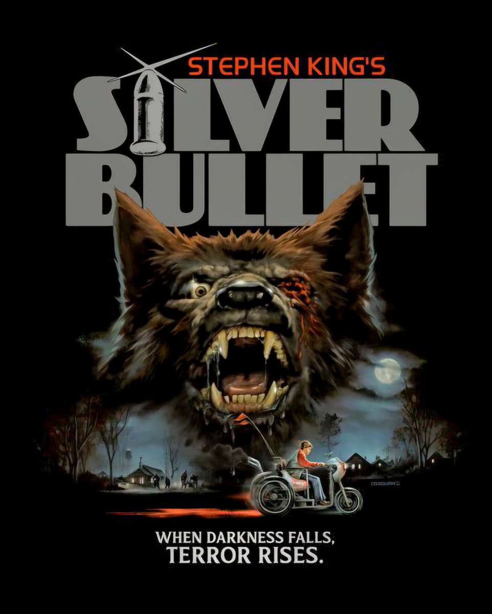 britmedia2000's tweet image. Silver Bullet 
(1985) 

When a series of unexplained murders occur in the normally quiet town of Tarker's Mill, the residents decide to hunt down the killer

REF: GBM/SILVERBULLET/POSTERART/013
#SilverBullet #CoreyHaim #PosterArt