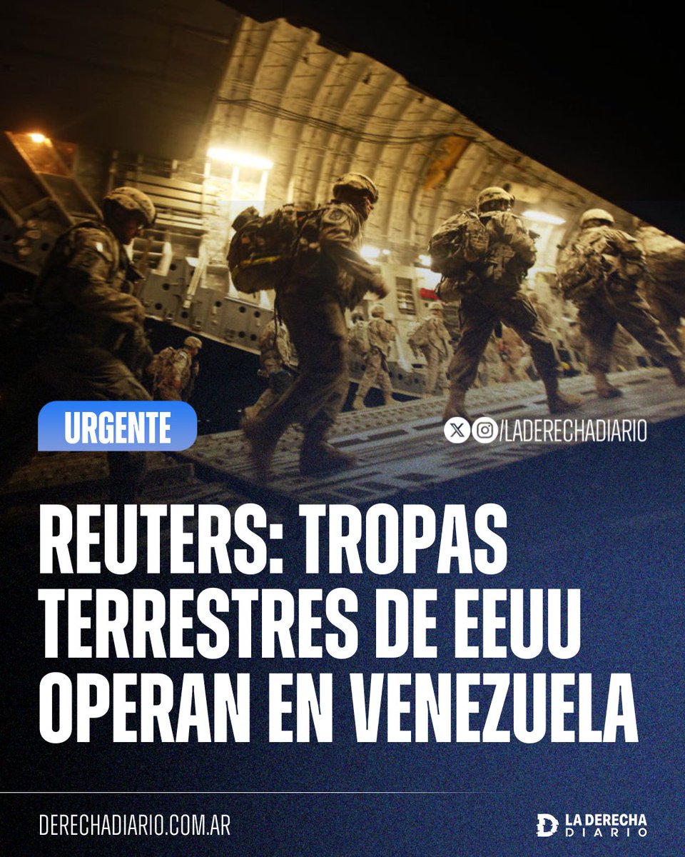 🇻🇪🇺🇸 | #AHORA Tropas terrestres estadounidenses estarían actualmente activas en Caracas, Venezuela y sus alrededores, según reveló Reuters.