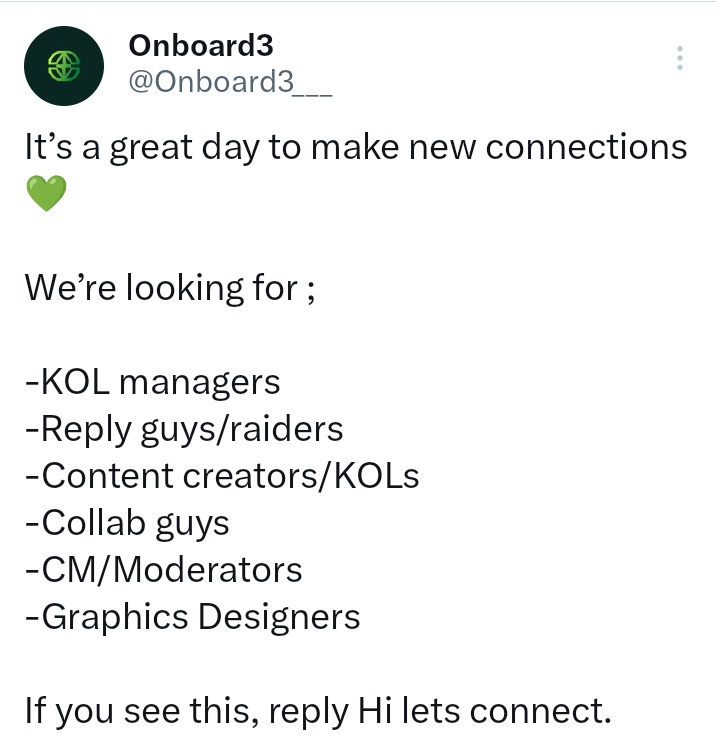 VFXCRYPTO1's tweet image. Web3 Job Alert 🛟 

@Onboard3___ is looking for the following:

-KOL managers
-Reply guys/raiders
-Content creators/KOLs
-Collab guys
-CM/Moderators
-Graphics Designers

If you see this, reply Hi lets connect.

x.com/i/status/20073…