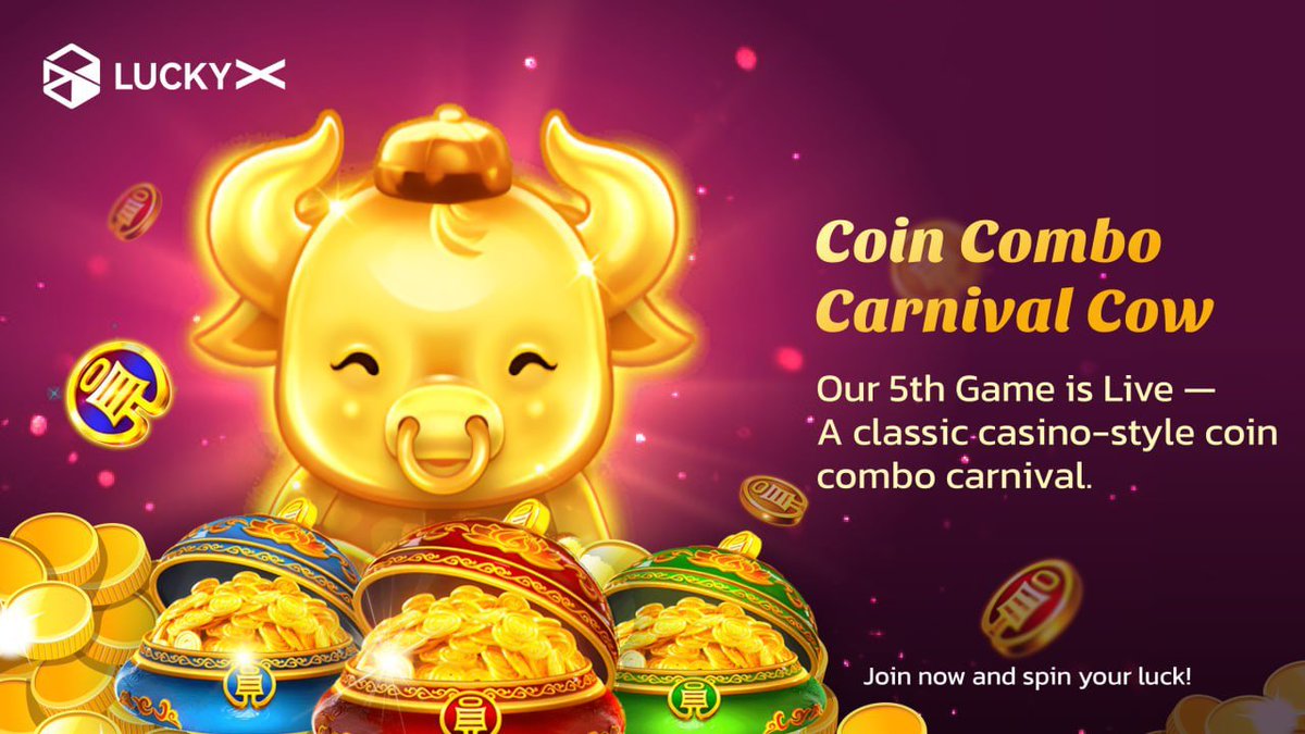 luckyx_game's tweet image. Our 5th game is now live: Coin Combo Carnival Cow 🐮

Fast-stacking coins.
Satisfying combo chains.
A jackpot that never stops growing.

Pure casino machine vibes.
