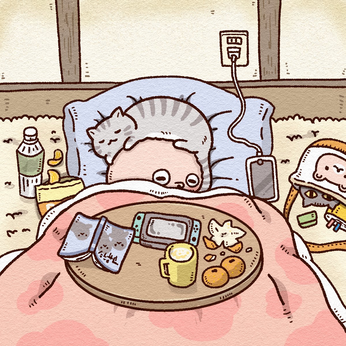 _chiiman's tweet image. ［再掲］
年末もお正月も🎍
首まで入るスタイルでキメる😼
ねむいのは いいこと🫧