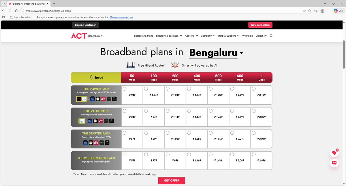 kamleshrao's tweet photo. ACT Fibernet launches new Broadband Plans in Dec-2025.  Adds Netflix and Prime Video OTT, but silently removes SonyLIV OTT which was available earlier. #ACTFibernet #Broadband https://t.co/RJ7yncvK3y