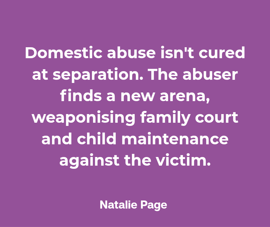 NataliePage's tweet photo. It's naive and extremely dangerous to think that domestic abuse ends when the relationship does. https://t.co/fg4ErTTPeI