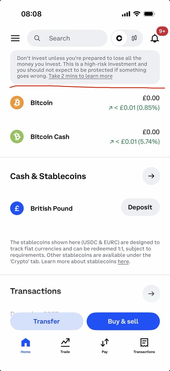 I cannot believe that this pointless FCA “you could lose your money” banner on Coinbase is always th