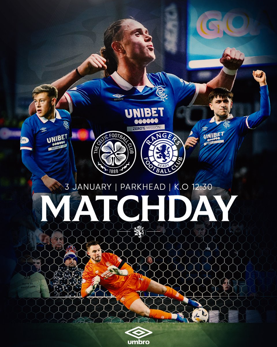👊  𝑰𝒕'𝒔 𝑴𝑨𝑻𝑪𝑯𝑫𝑨𝒀.

🆚 Celtic
⏰ 12:30 (GMT)
🏟️ Parkhead
📺 Live on Sky Sports
🌎 Live on RangersTV (outside the UK)

𝑪𝒐𝒎𝒆 𝒐𝒏 𝑻𝒉𝒆 𝑭𝒂𝒎𝒐𝒖𝒔! 💙