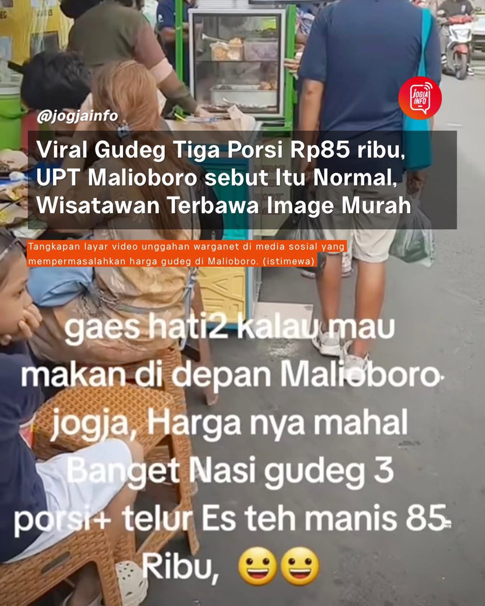 Nasi gudeg pakai telor 3 porsi 85 ribu, katanya kemahalan! Kalo mau lebih murah mah UMRnya.