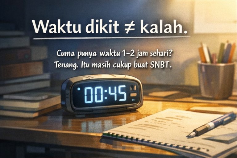{DAY 03}
🗣️: kak aku sibuk sekolah dan ada kegiatan lain, jadi gak punya waktu buat belajar SNBT‼️

kalau kamu : “Cuma punya waktu 1–2 jam sehari?
👉Tenang. Itu masih cukup buat belajar SNBT.”

📌Catatan: asal caranya bener, so...ini dia caranya⏬

(A THREAD)
by : <a href="/meltodicc/">Fannn</a>