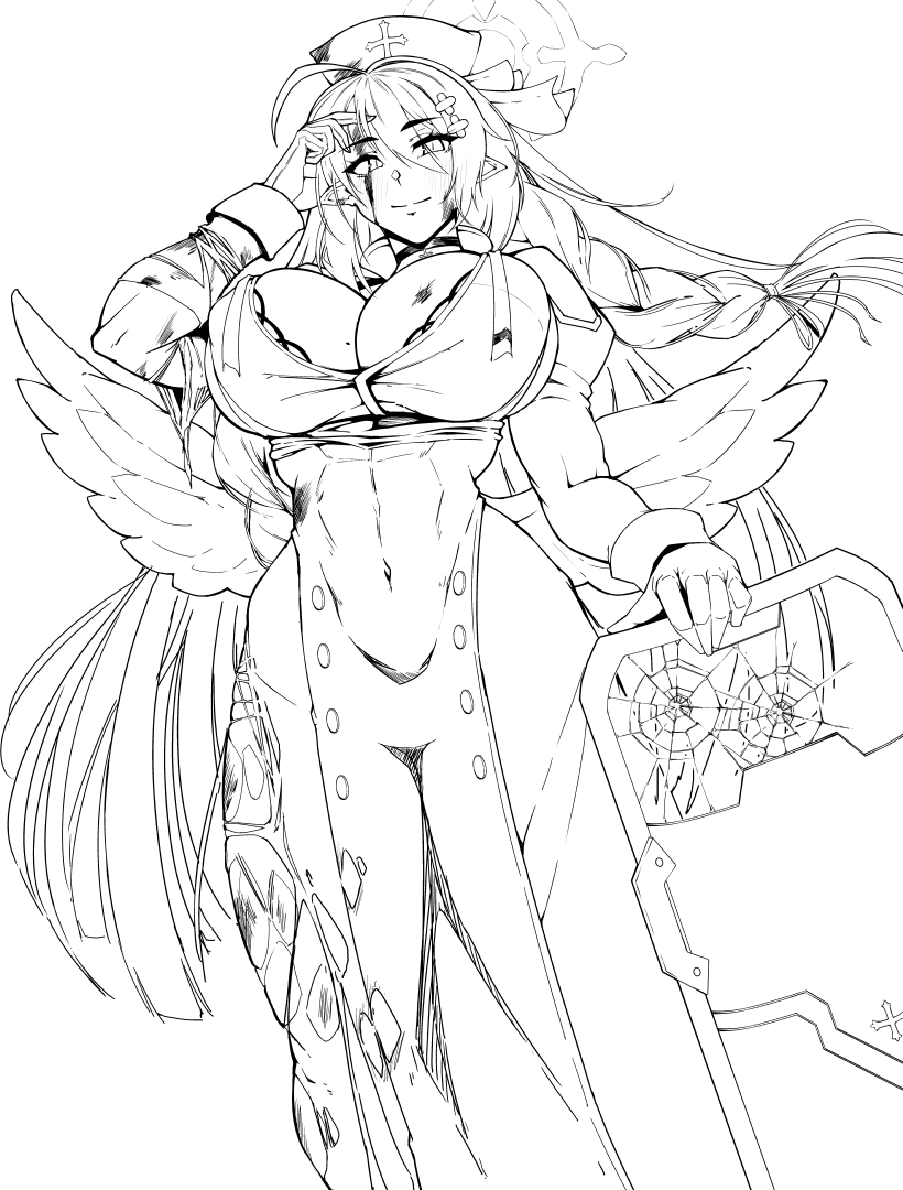 …先生? お怪我はありませんか? の線画まで 