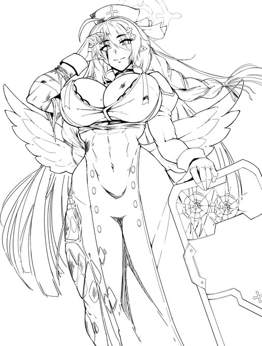 …先生? お怪我はありませんか? の線画まで 