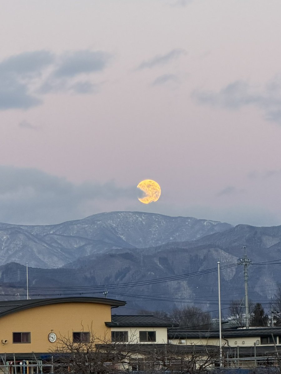 2026年最初の満月「ウルフムーン」🌕
低い山から出てくる所を📷✨
写真では伝わらないけど、すごーーーく大きくて、畑道の真ん中でしばらく見てた。
都会では見られない大きさ。
田舎の良いところ。
帰省中の長野県より⛰️