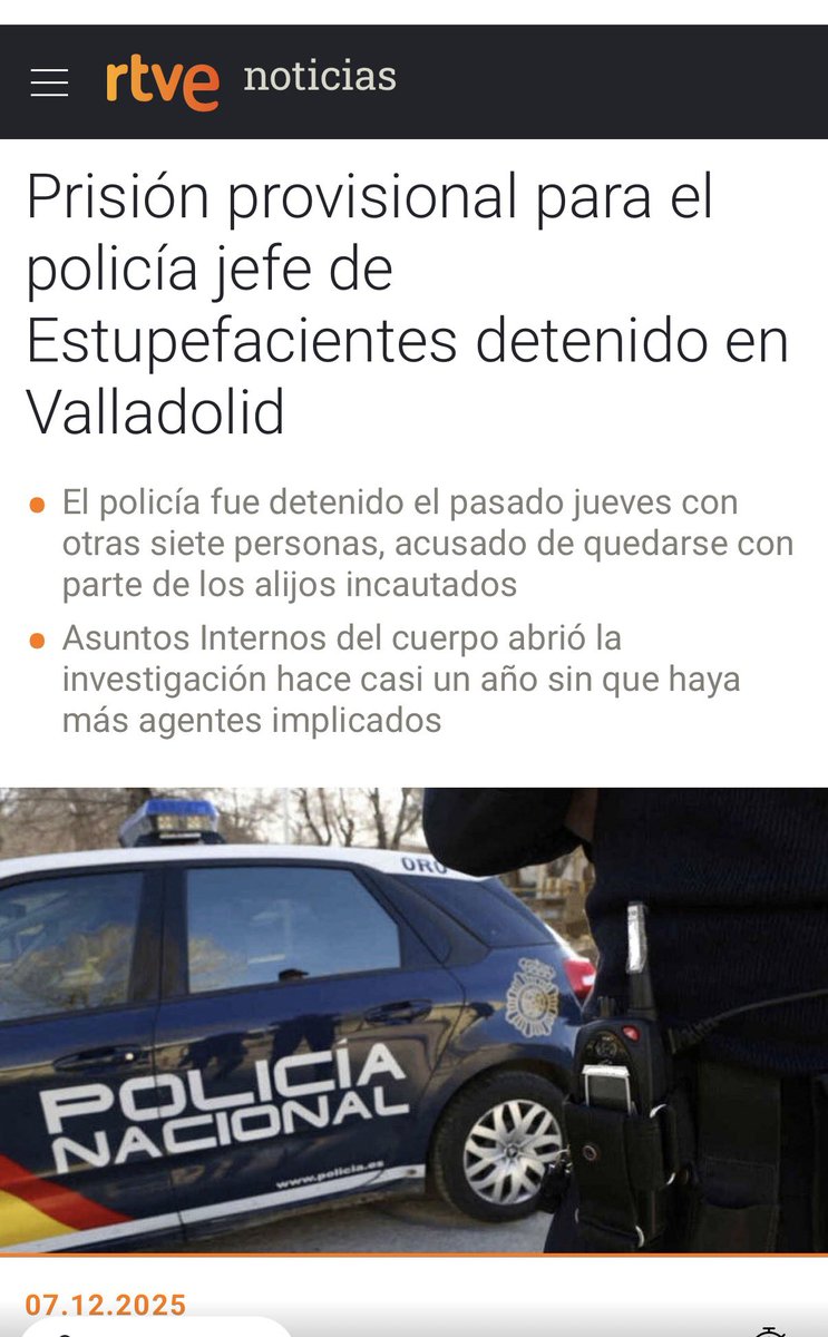 Leo noticias de policías corruptos, este <a href="/guardiacivil/">Guardia Civil</a> penado a 2 años tras 10 de instrucción, o el <a href="/policia/">Policía Nacional</a> “jefe de estupefacientes”de Valladolid, y recuerdo a sus compañeros honrados y a uno de Asuntos Internos, su rabia e impotencia ante operaciones frustradas por aquéllos.🤬