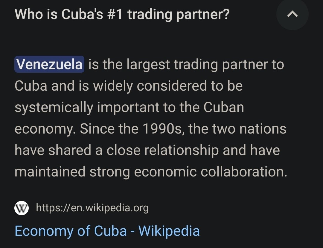 everyone is talking about oil, and sure, but its also about Cuba. regime charge in Venezuela would devastate Cuba's economy (especially petroleum refinement and manufacturing) and destroy access to global trade + getting to redo bay of pigs is the wet dream of boomer warhawks