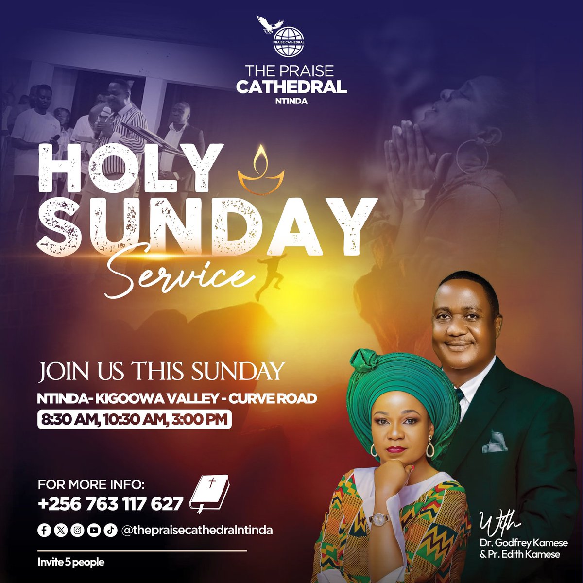 ✨ Holy Sunday Service | The Praise Cathedral Ntinda ✨
Join us this Sunday for a powerful time of worship, prayer, and the Word. Come expectant and leave refreshed in God’s presence.

📍 Ntinda–Kigoowa Valley (Curve Road)
⏰ 8:30 AM | 10:30 AM | 3:00 PM
☎️ +256 763 117 627