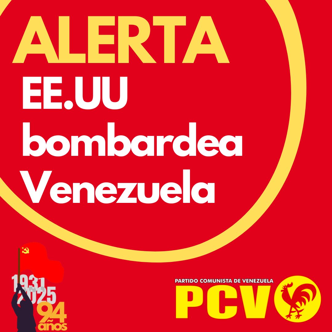 🔴#ALERTA | COMUNICADO 

El Buró Político del Comité Central del Partido Comunista de Venezuela (electo por el XVI Congreso Nacional. Nov. 2022) denuncia ante el país y la comunidad internacional que, desde la madrugada de este 3 de enero, la ciudad de Caracas y otras zonas de la