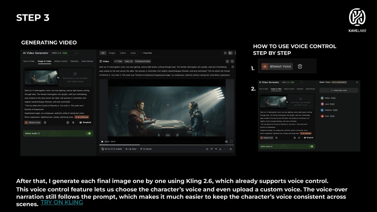 Kling 2.6 voice selector